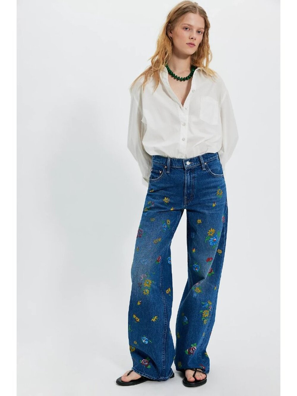 NWT Mother Superior Rerun Zip Sneak in Field OF Flowers Loose Slouchy Jeans 27